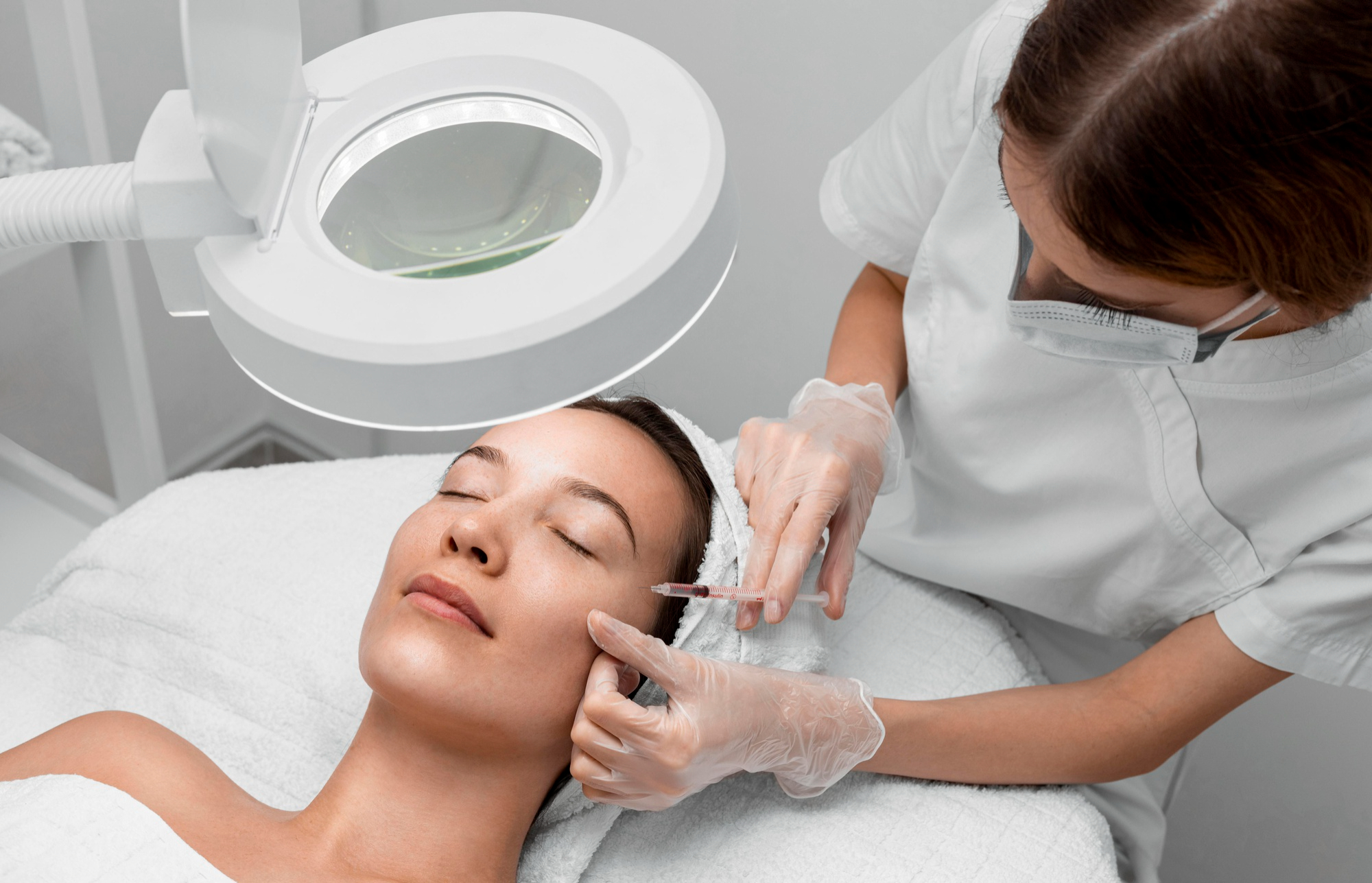 Procedimento facial com aplicacao em ambiente clinico